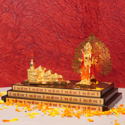 Divine Ram Darbar Gold - Plated Idol with Temple Set