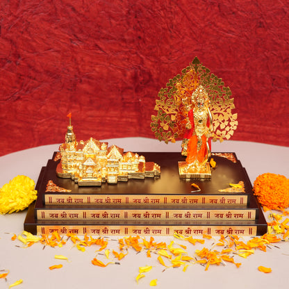 Divine Ram Darbar Gold - Plated Idol with Temple Set