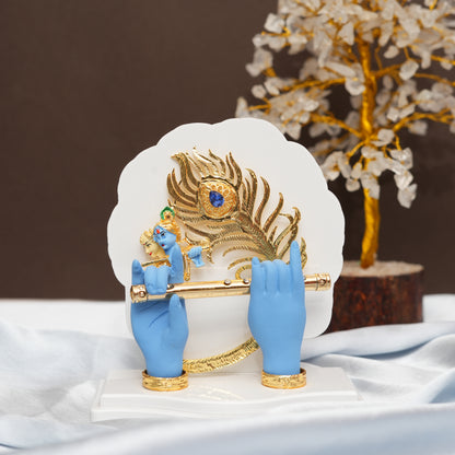 Krishna Playing Flute Decorative Piece | 24K Gold-Plated Sculpture for Home & Office Décor