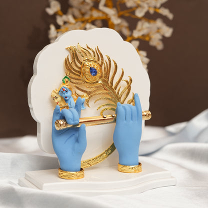 Krishna Playing Flute Decorative Piece | 24K Gold-Plated Sculpture for Home & Spiritual Spaces