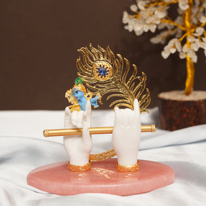 Pink Base Sacred Krishna Hand and Flute Decor