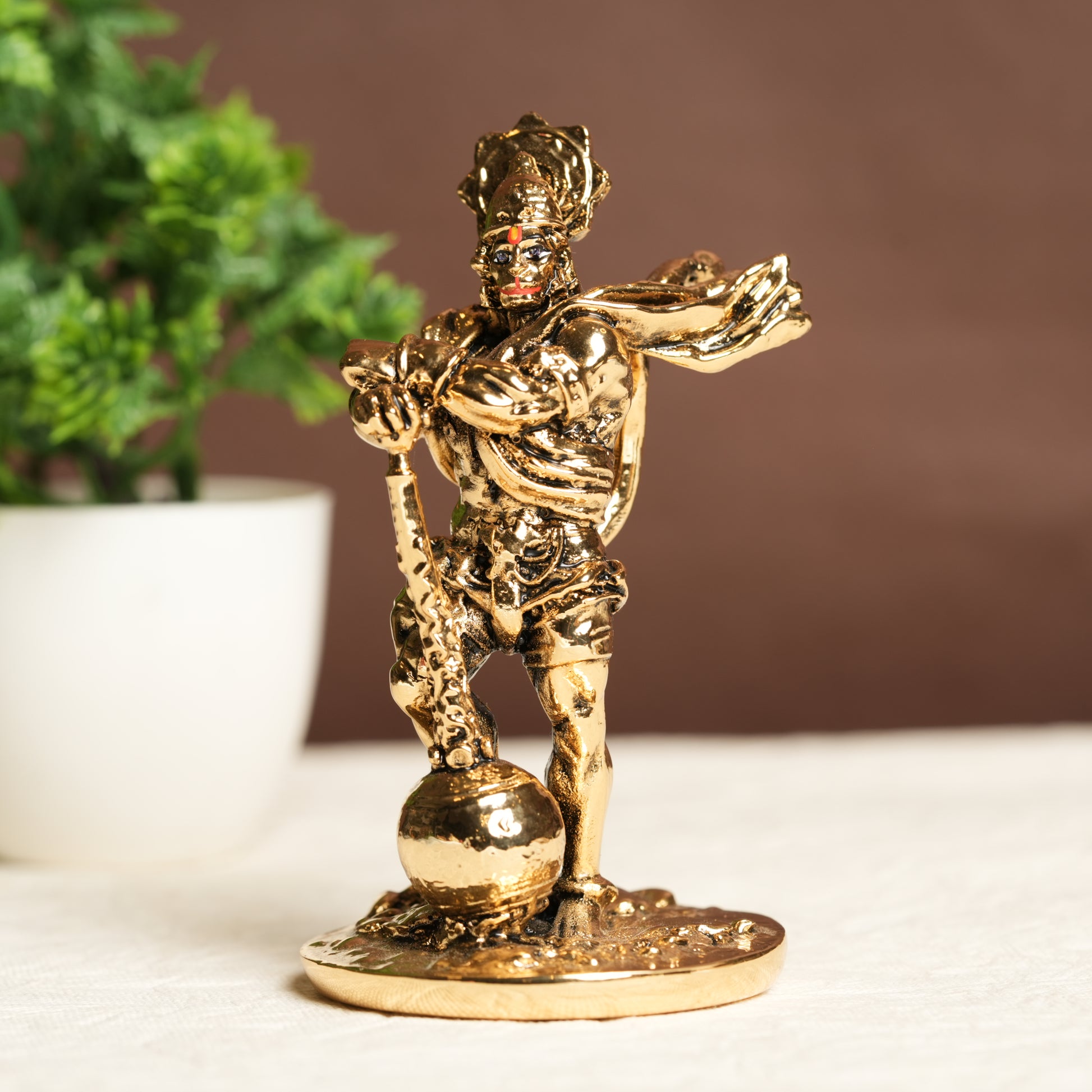 24K Gold Plated Standing Hanuman Idol - Symbol of Strength, Devotion & Courage for Home Altar