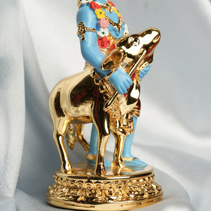 Krishna with Calf Idol - 24K Gold Plated & 999 Silver | 6 Inches Divine Love Statue for Home & Gifting