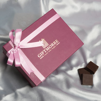 GiftMorre Premium Hamper with Saffron, Silver-Coated Elaichi Pearls & Almond Rocks in Maroon Box with Satin Ribbon