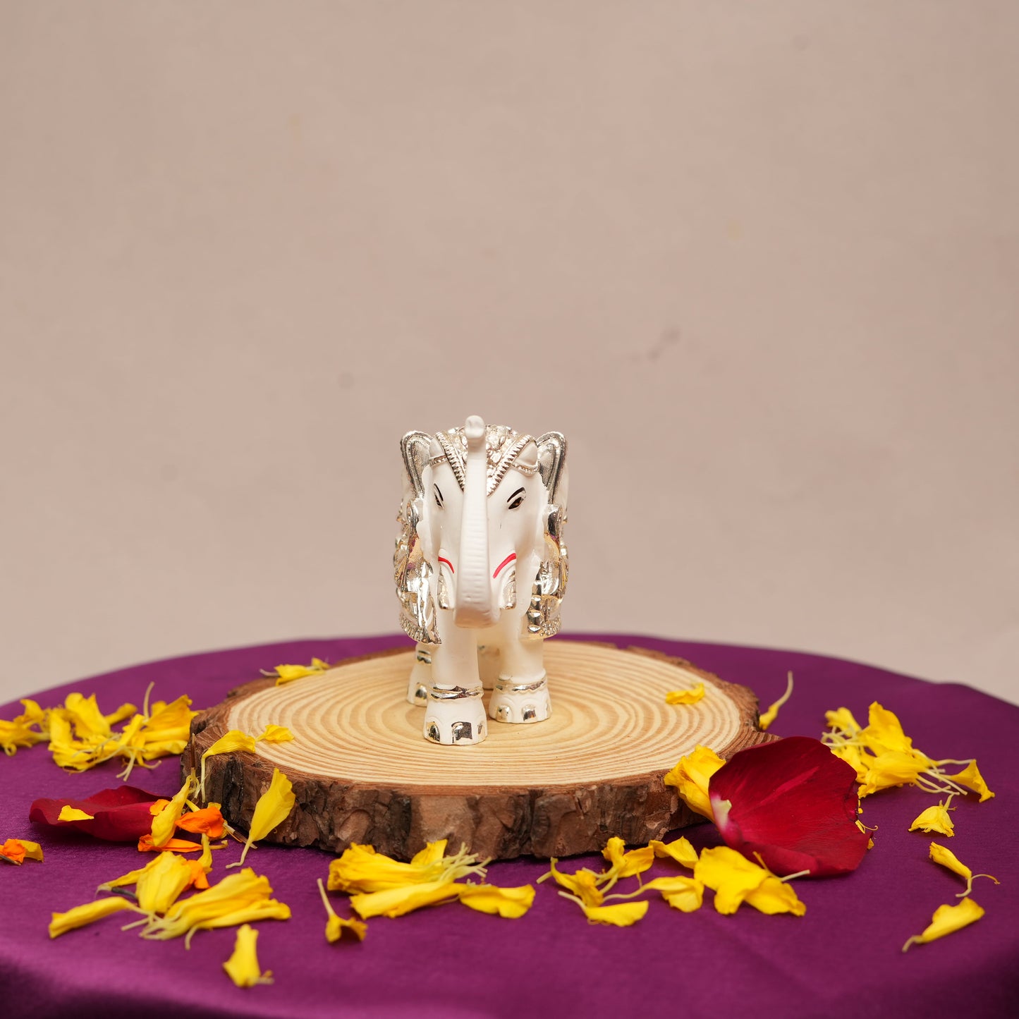 Exclusive Silver-Plated Royal Elephant Figurine - Silver and White