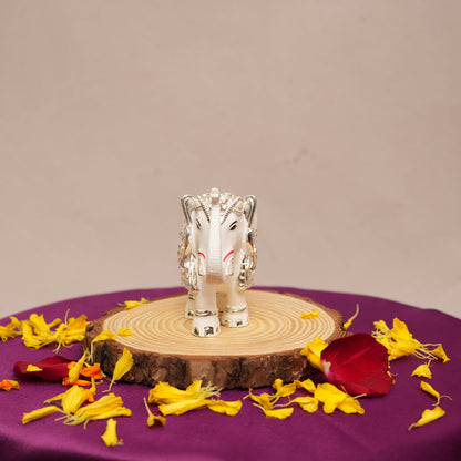 Exclusive Silver-Plated Royal Elephant Figurine - Silver and White