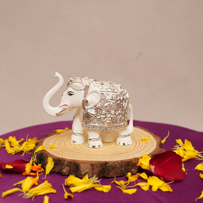 Exclusive Silver-Plated Royal Elephant Figurine - Silver and White