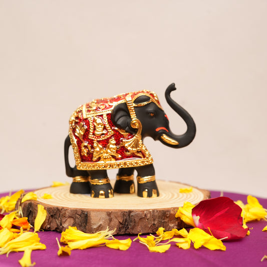 Exclusive Black, Red and Gold-Plated Royal Elephant Figurine