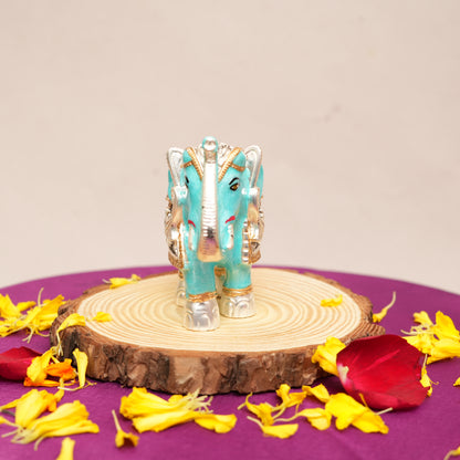 Exclusive Blue Pearl and Matte Silver-Plated Royal Elephant | Handcrafted Indian Artistry & Luxury Decor