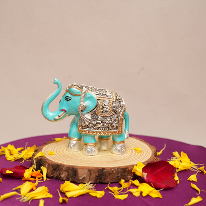 Exclusive Blue Pearl and Matte Silver-Plated Royal Elephant | Handcrafted Indian Artistry & Luxury Decor