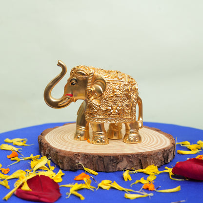 Exclusive Matte Gold-Plated Royal Elephant Figurine | Handcrafted Indian Artistry & Elegant Home Decor