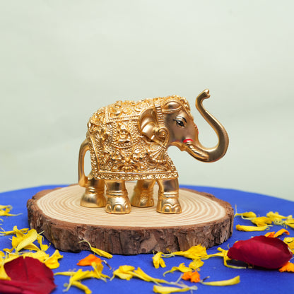 Exclusive Matte Gold-Plated Royal Elephant Figurine | Handcrafted Indian Artistry & Elegant Home Decor