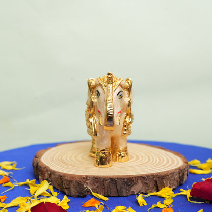 Golden-Pearl Elephant Figurine with Intricate Detailing - Decorative Showpiece