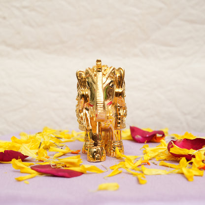 Handcrafted Golden Elephant Figurine with Detailing in Gloss Finish