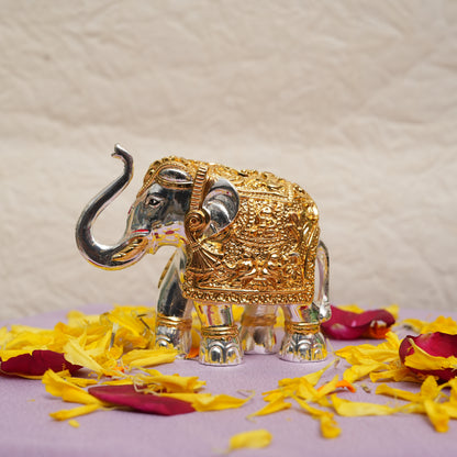 Exclusive Two-Tone Silver and Gold-Plated Royal Elephant Figurine | Handcrafted Luxury Decor Piece