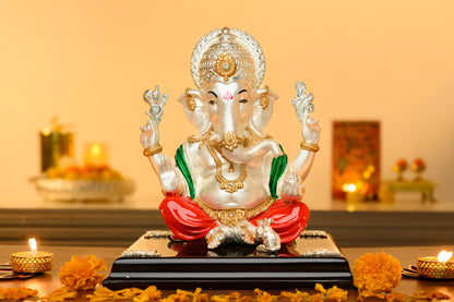 Ganesh Idol with Modak in 999 Silver | Seated Form with Mouse Companion | Pooja & Prosperity Gift