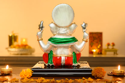 Ganesh Idol with Modak in 999 Silver | Seated Form with Mouse Companion | Pooja & Prosperity Gift