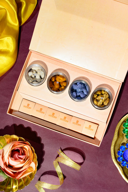 Premium Magnetic Box with Flavored Almonds, Cashews, Kismis, Pistachios & 6pcs Almond Rocks for Gifting & Festivals