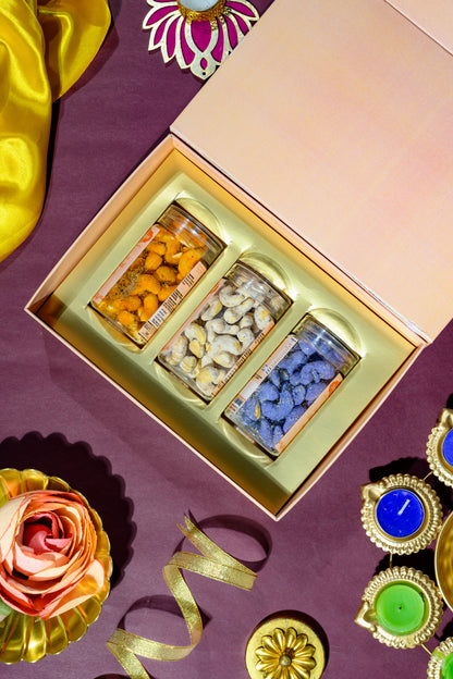Premium Magnetic Box with Flavored Almonds, Cashews & Kismis for Gifting & Festivals
