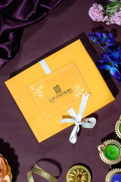 Premium Ribbon Box with Florentine, Kashmiri Kahva, Jasmine Green Tea & Rose Hibiscus for Gifting & Festivals