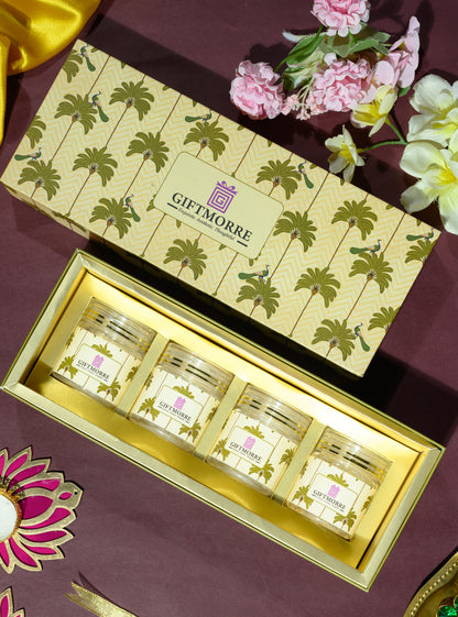 Premium Designer Box with Florentine, Kashmiri Kahva, Jasmine Green Tea & Rose Hibiscus for Gifting & Festivals