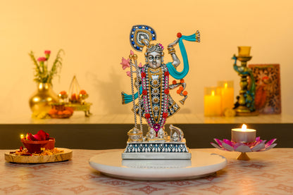 Shrinathji Idol in 24K Gold & 999 Silver | Nathdwara Murti with Hand-Decorated Detailing for Temple Decor