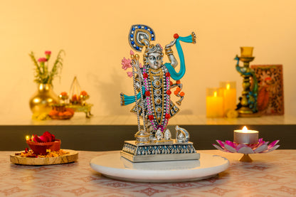 Shrinathji Idol in 24K Gold & 999 Silver | Nathdwara Murti with Hand-Decorated Detailing for Temple Decor