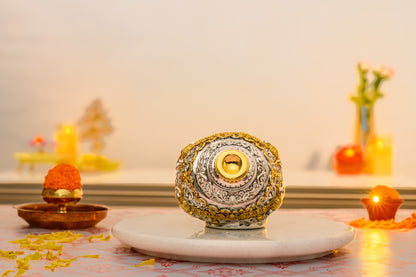 Ganesh Shankh in 24K Gold & 999 Silver | Embossed Conch for Pooja & Spiritual Decor