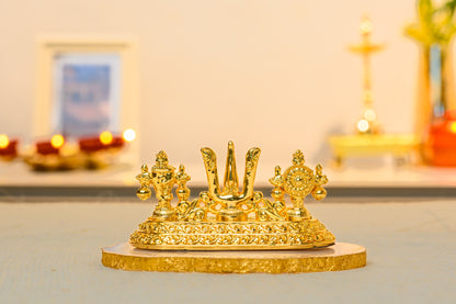 Shankh Chakra Tilak Namam Set in 24K Gold | Vaishnavite Symbol Decor for Pooja & Temple Gifting