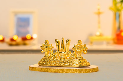Shankh Chakra Tilak Namam Set in 24K Gold | Vaishnavite Symbol Decor for Pooja & Temple Gifting