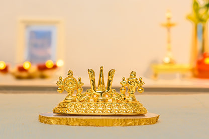 Shankh Chakra Tilak Namam Set in 24K Gold | Vaishnavite Symbol Decor for Pooja & Temple Gifting