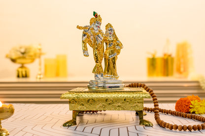 Radha Krishna Idol | 24K Gold Plated | Eternal Love Figurine with Divine Detailing