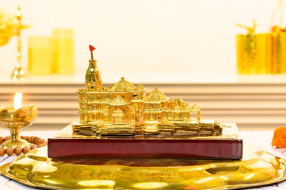 Ayodhya Ram Mandir Replica in 24K Gold | Miniature Temple Model with Jai Shri Ram Base