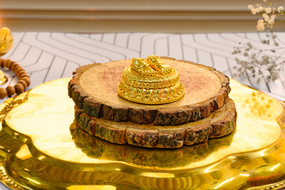 24K Gold Charan Paduka Idol | Lakshmi or Guru Footprints | Spiritual Decor for Pooja & Wealth Zones