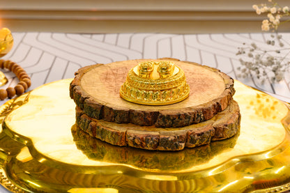 24K Gold Charan Paduka Idol | Lakshmi or Guru Footprints | Spiritual Decor for Pooja & Wealth Zones