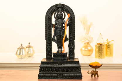 Ram Lalla Idol in Matte Black with Bow and Heritage Arch – Inspired by Ayodhya Mandir