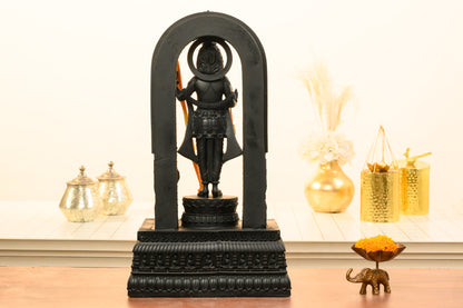 Ram Lalla Ayodhya Idol in Matte Black | Child Form of Shri Ram with Temple Arch | Premium Mandir Decor