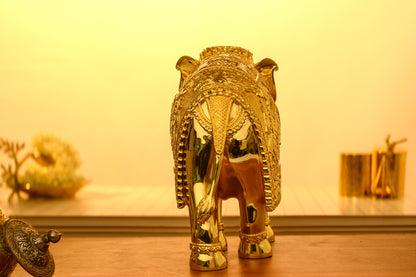 24K Gold Elephant Idol with Ganesha Procession | Royal Maharaja Decor | Premium Wedding & Home Gift