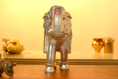 999 Silver Elephant Idol with Ram Darbar Carving | Temple Parade Design | Luxury Gift for Devotion & Decor