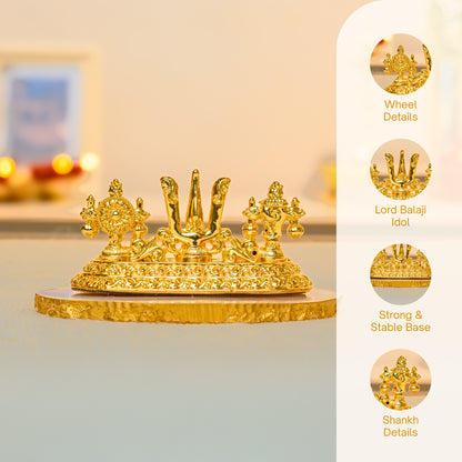 Shankh Chakra Tilak Namam Set in 24K Gold | Vaishnavite Symbol Decor for Pooja & Temple Gifting