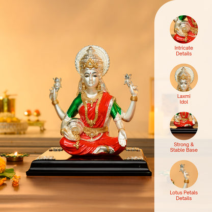 Lakshmi Idol in 999 Silver & 24K Gold | Seated on Lotus with Kalash & Sacred Lotuses | Pooja & Vastu Decor