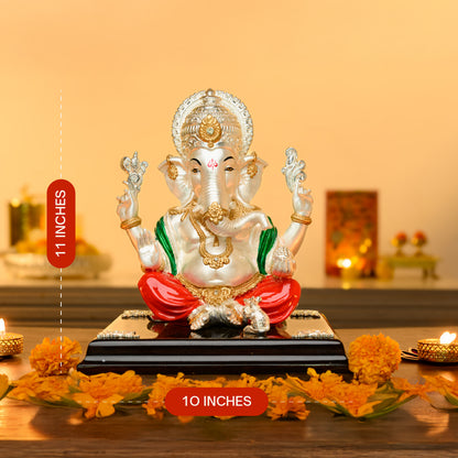 Ganesh Idol with Modak in 999 Silver | Seated Form with Mouse Companion | Pooja & Prosperity Gift