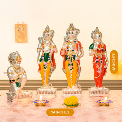 Ram Darbar Murti Set in 24K Gold & 999 Silver | Panchdhatu-Inspired Matte Finish for Mandirs & Ceremonial Gifting